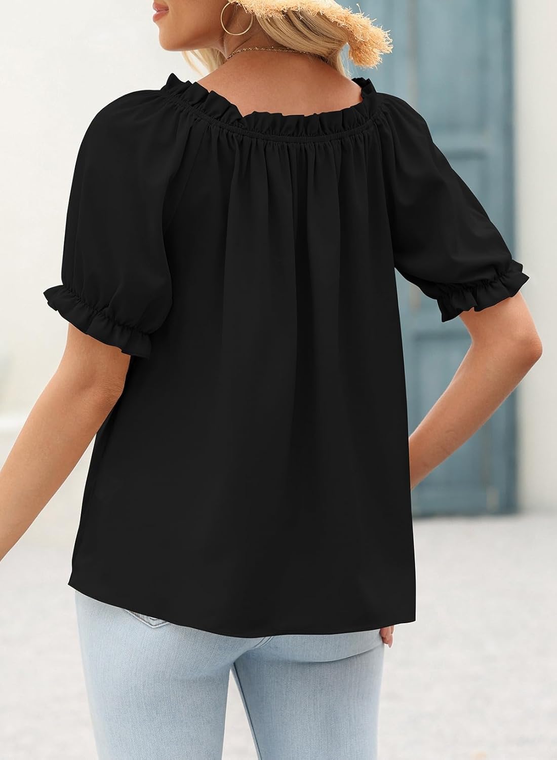 Womens Tops Off The Shoulder Blouses for Women Dressy Casual Cute Puff Sleeve T Shirts Fashion 2025