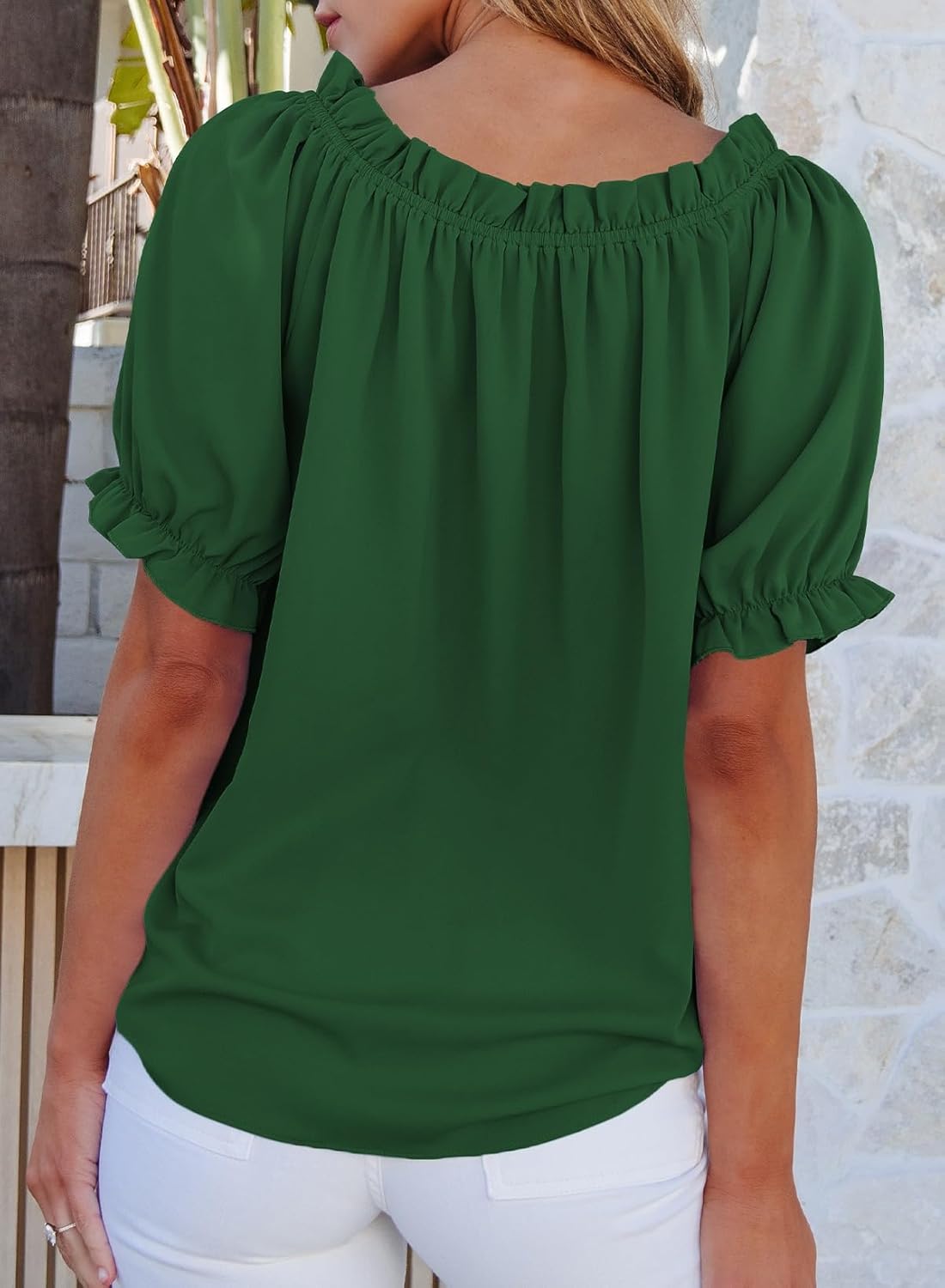 Womens Tops Off The Shoulder Blouses for Women Dressy Casual Cute Puff Sleeve T Shirts Fashion 2025