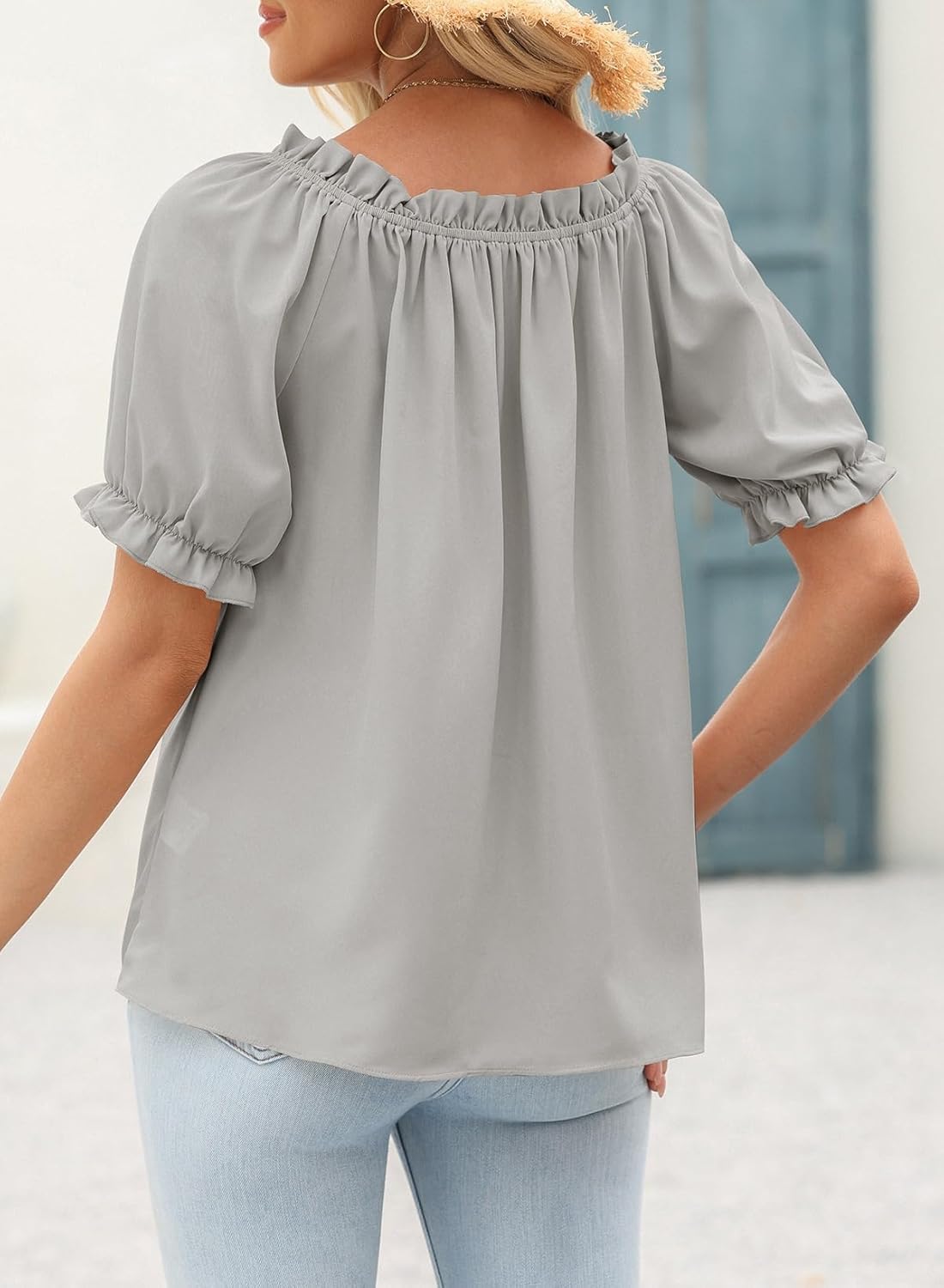Womens Tops Off The Shoulder Blouses for Women Dressy Casual Cute Puff Sleeve T Shirts Fashion 2025