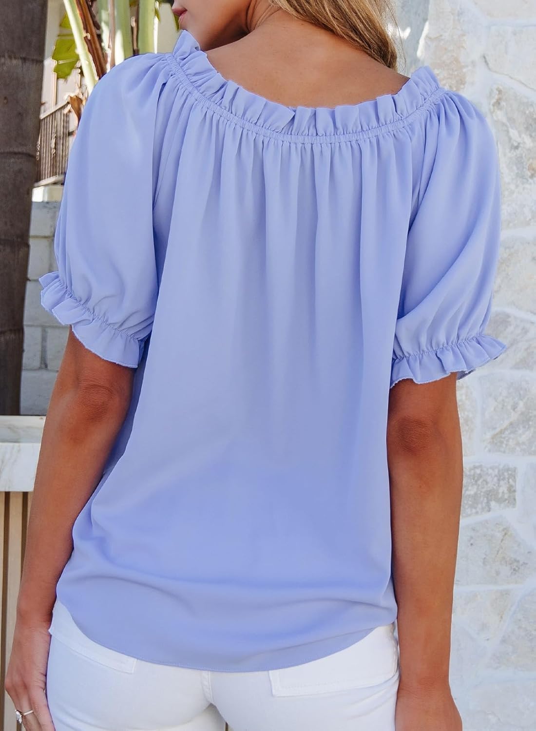 Womens Tops Off The Shoulder Blouses for Women Dressy Casual Cute Puff Sleeve T Shirts Fashion 2025