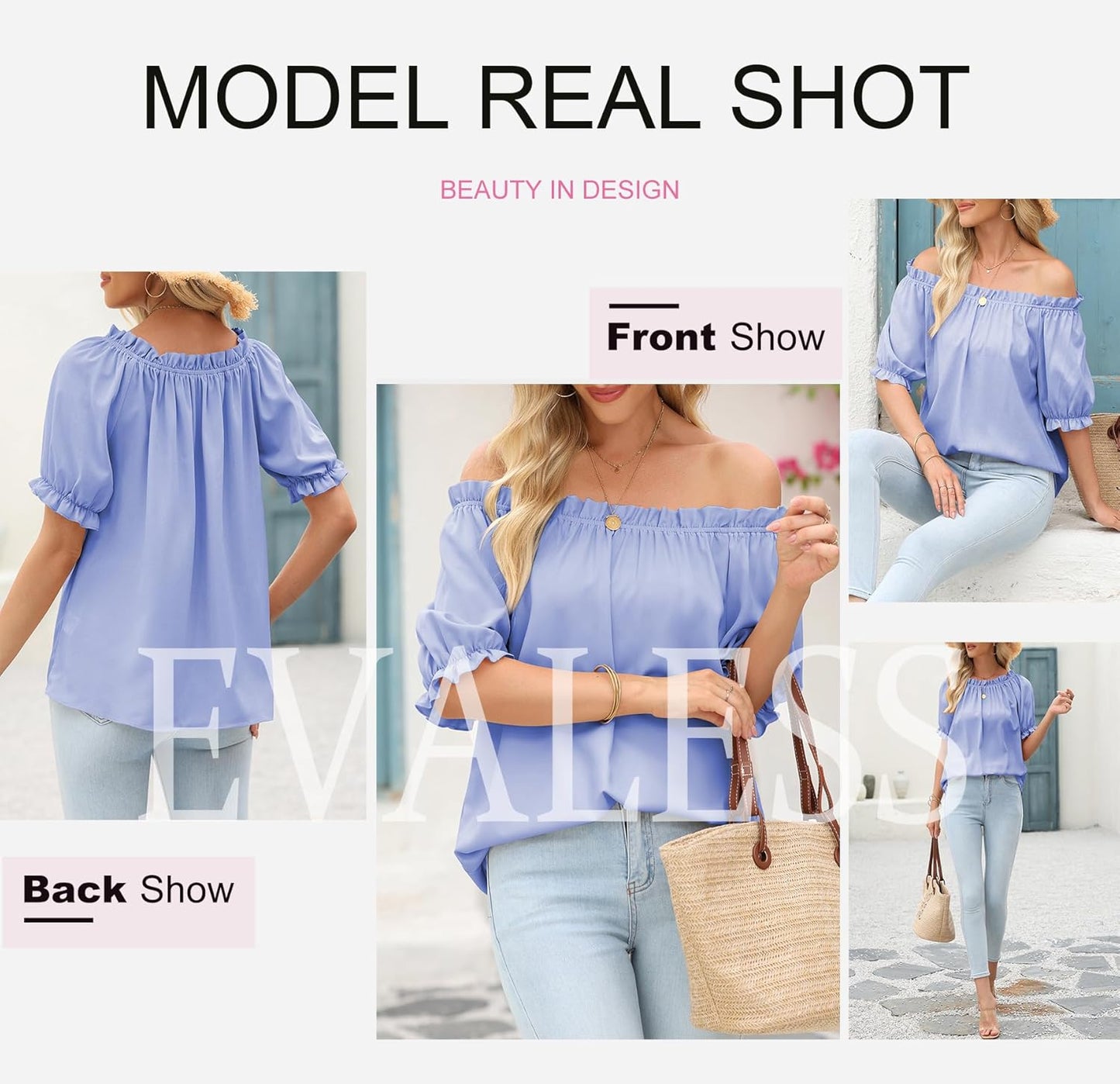 Womens Tops Off The Shoulder Blouses for Women Dressy Casual Cute Puff Sleeve T Shirts Fashion 2025