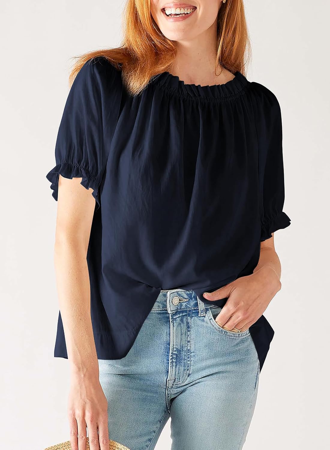 Womens Tops Off The Shoulder Blouses for Women Dressy Casual Cute Puff Sleeve T Shirts Fashion 2025