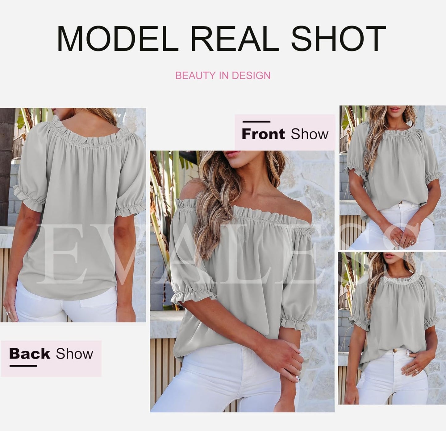 Womens Tops Off The Shoulder Blouses for Women Dressy Casual Cute Puff Sleeve T Shirts Fashion 2025