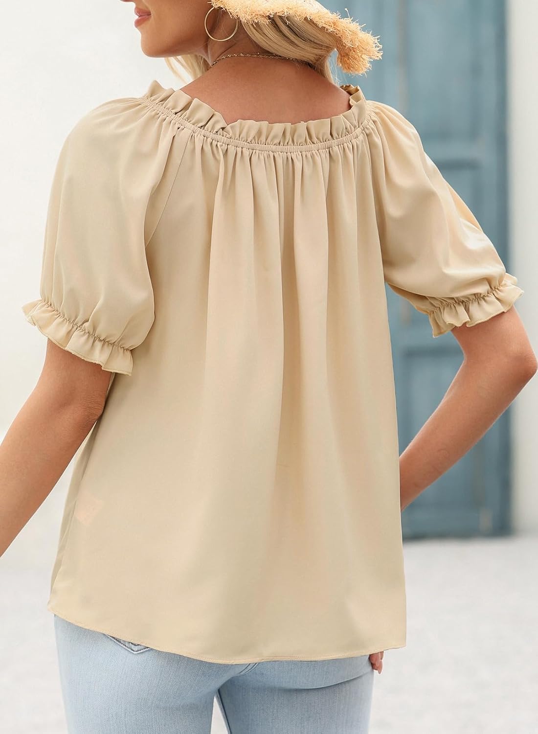 Womens Tops Off The Shoulder Blouses for Women Dressy Casual Cute Puff Sleeve T Shirts Fashion 2025