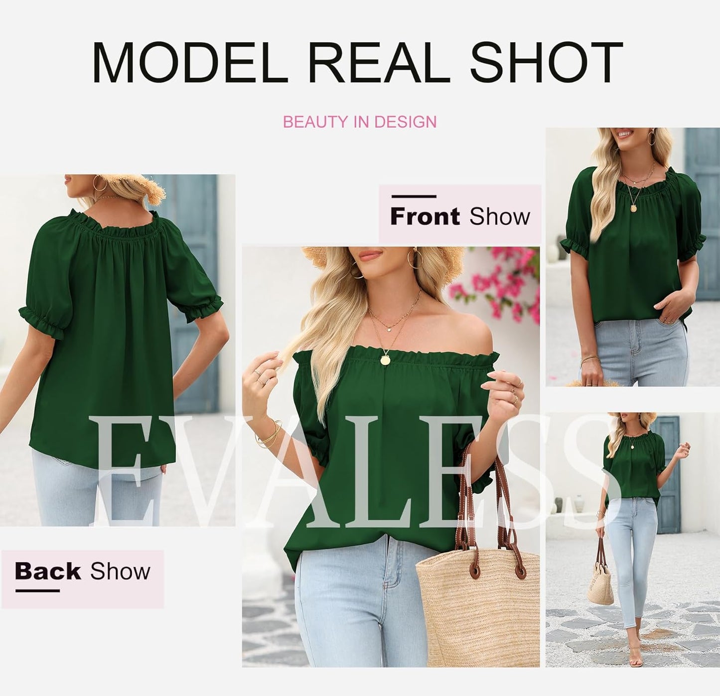 Womens Tops Off The Shoulder Blouses for Women Dressy Casual Cute Puff Sleeve T Shirts Fashion 2025