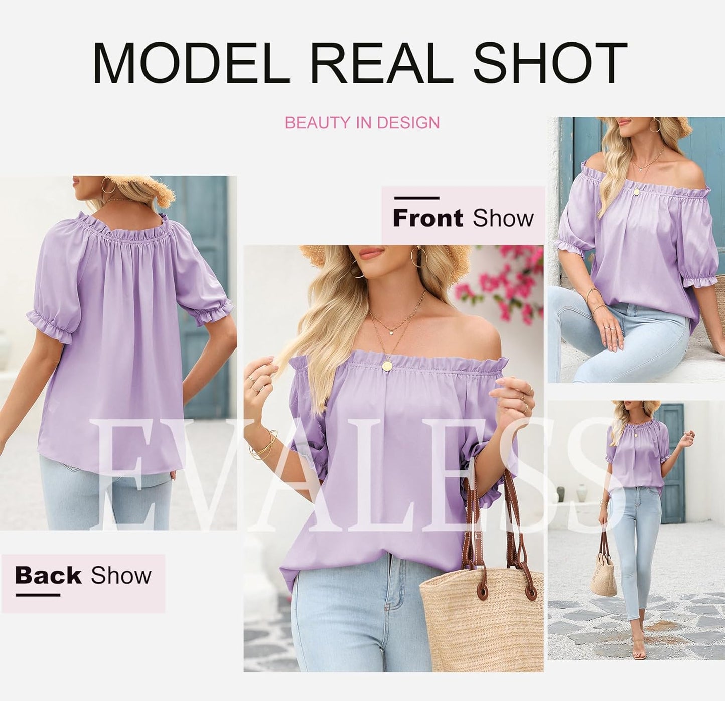 Womens Tops Off The Shoulder Blouses for Women Dressy Casual Cute Puff Sleeve T Shirts Fashion 2025