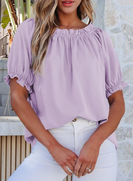 Womens Tops Off The Shoulder Blouses for Women Dressy Casual Cute Puff Sleeve T Shirts Fashion 2025