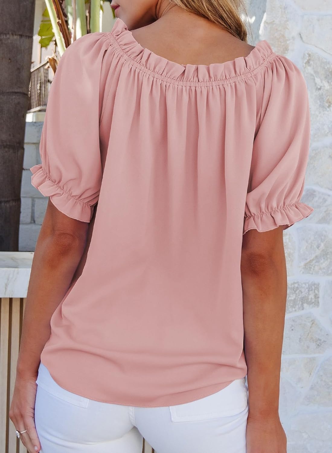 Womens Tops Off The Shoulder Blouses for Women Dressy Casual Cute Puff Sleeve T Shirts Fashion 2025