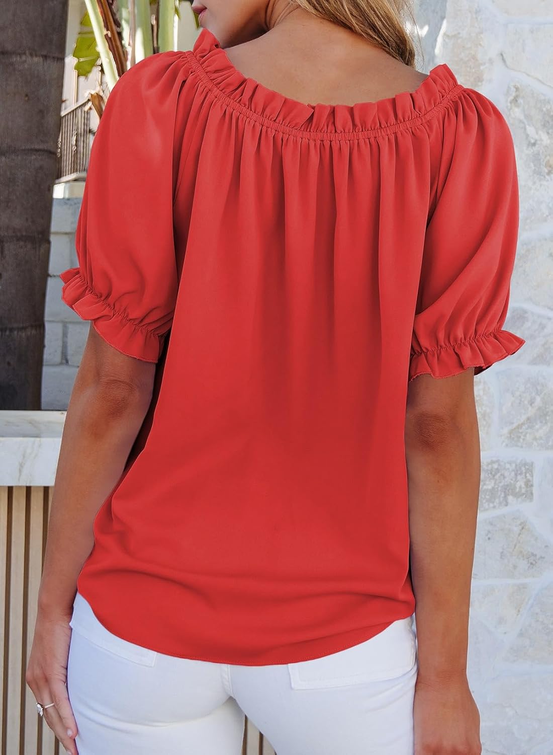 Womens Tops Off The Shoulder Blouses for Women Dressy Casual Cute Puff Sleeve T Shirts Fashion 2025