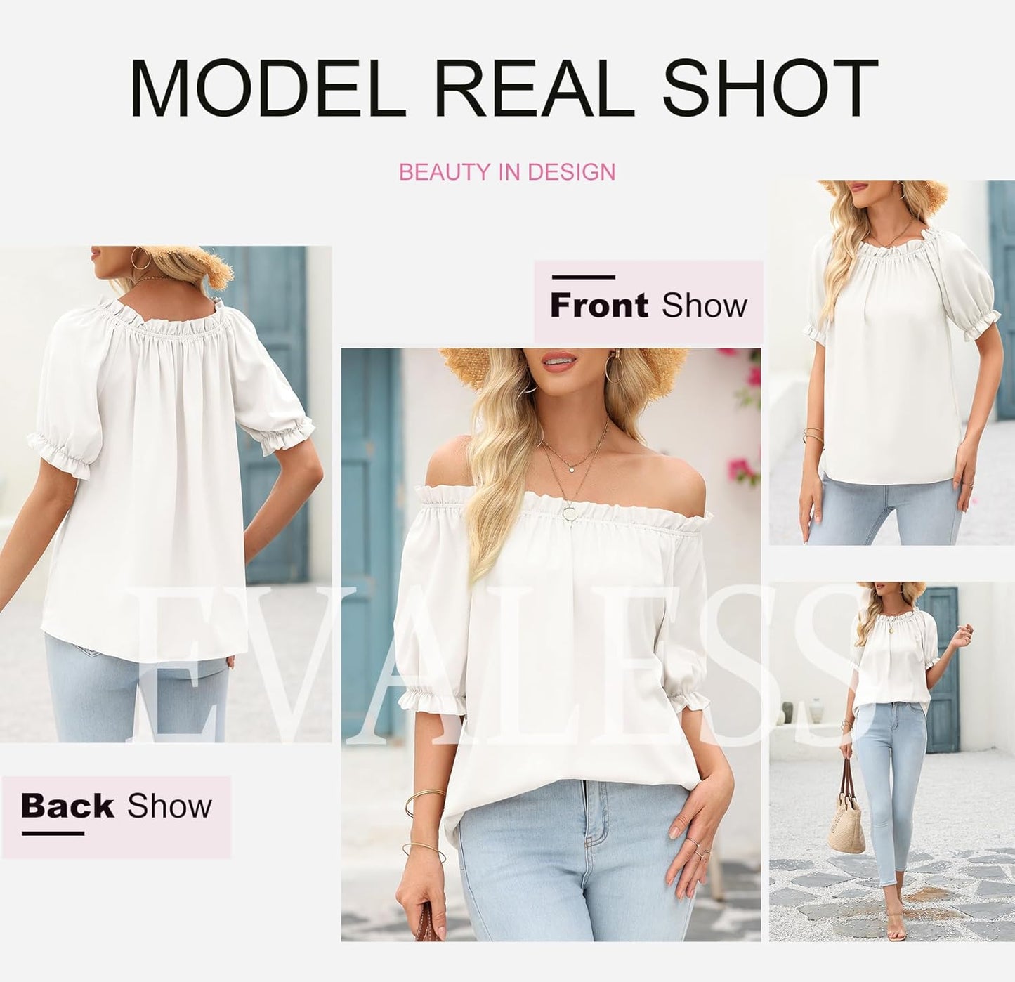 Womens Tops Off The Shoulder Blouses for Women Dressy Casual Cute Puff Sleeve T Shirts Fashion 2025