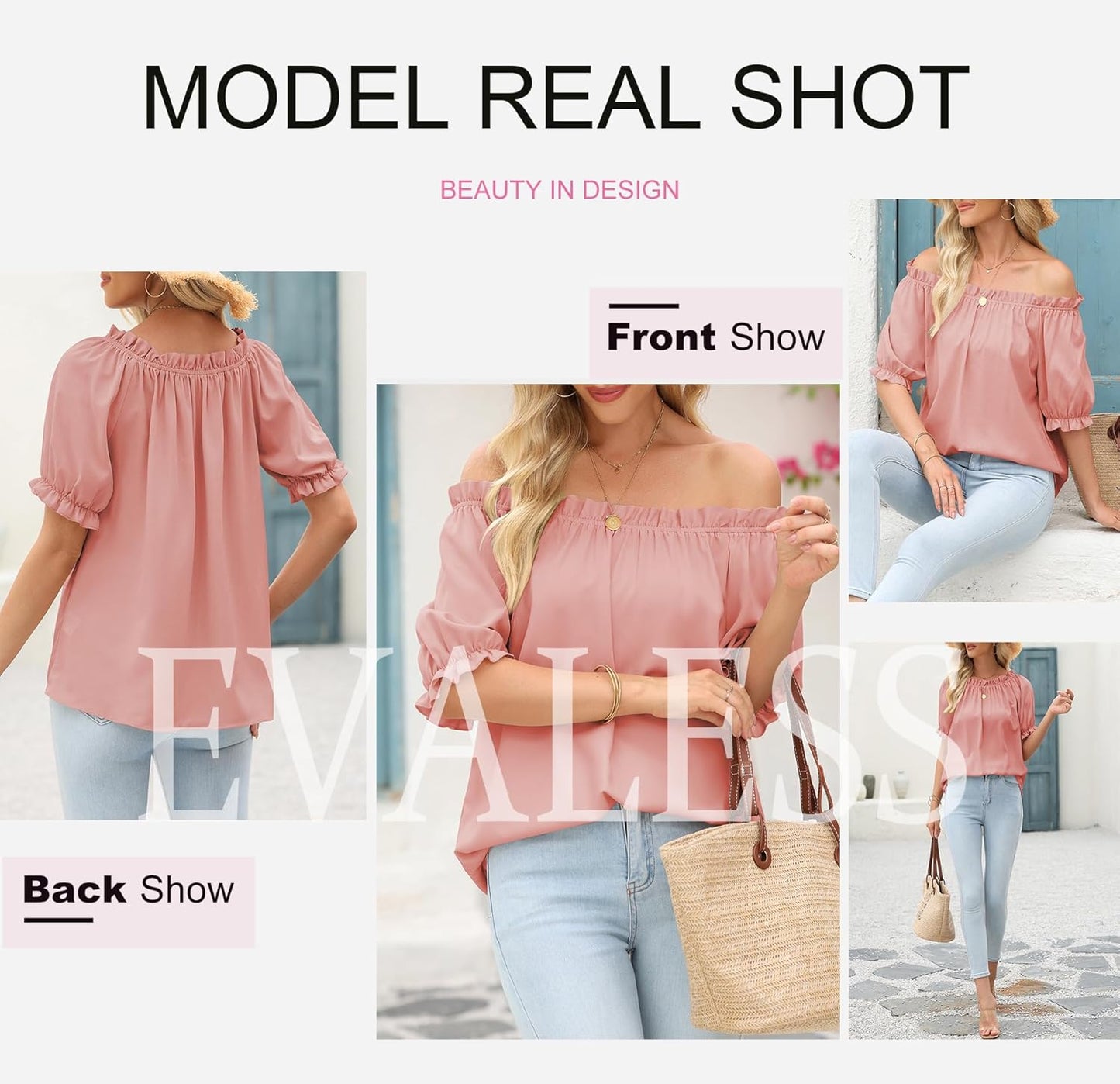 Womens Tops Off The Shoulder Blouses for Women Dressy Casual Cute Puff Sleeve T Shirts Fashion 2025
