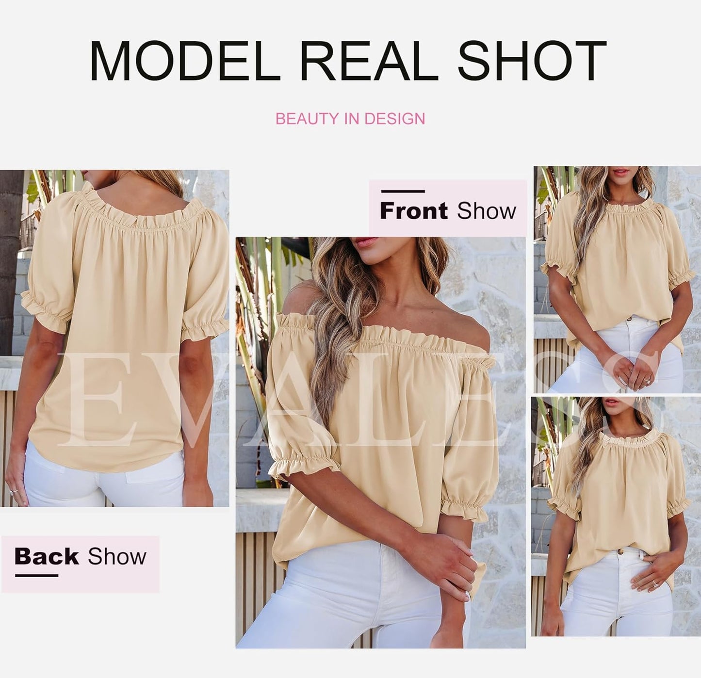 Womens Tops Off The Shoulder Blouses for Women Dressy Casual Cute Puff Sleeve T Shirts Fashion 2025